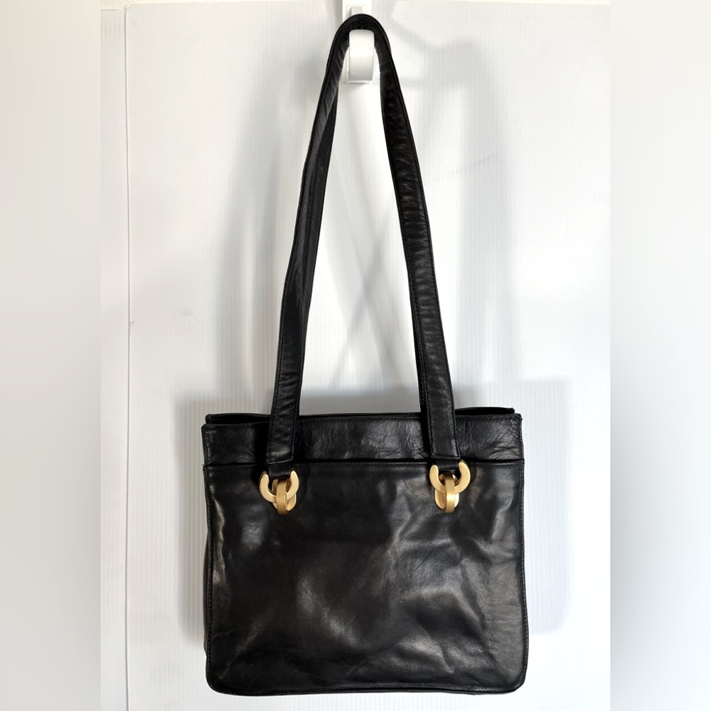 PERLINA black leather bag